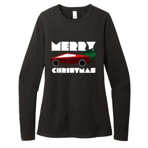 Futuristic Cyber Red Truck Pickup Christmas Tree Womens CVC Long Sleeve Shirt