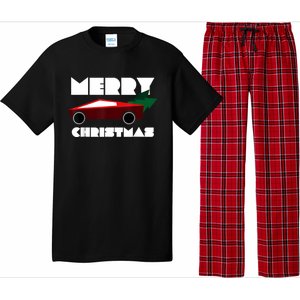 Futuristic Cyber Red Truck Pickup Christmas Tree Pajama Set