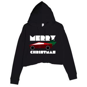 Futuristic Cyber Red Truck Pickup Christmas Tree Crop Fleece Hoodie