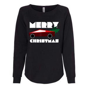 Futuristic Cyber Red Truck Pickup Christmas Tree Womens California Wash Sweatshirt