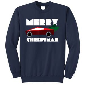 Futuristic Cyber Red Truck Pickup Christmas Tree Sweatshirt