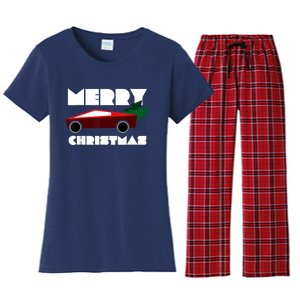 Futuristic Cyber Red Truck Pickup Christmas Tree Women's Flannel Pajama Set