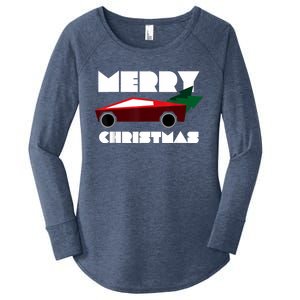 Futuristic Cyber Red Truck Pickup Christmas Tree Women's Perfect Tri Tunic Long Sleeve Shirt