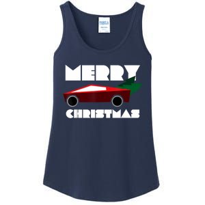 Futuristic Cyber Red Truck Pickup Christmas Tree Ladies Essential Tank