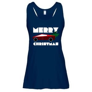 Futuristic Cyber Red Truck Pickup Christmas Tree Ladies Essential Flowy Tank