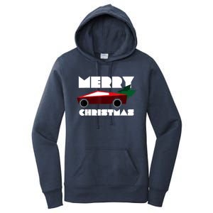 Futuristic Cyber Red Truck Pickup Christmas Tree Women's Pullover Hoodie