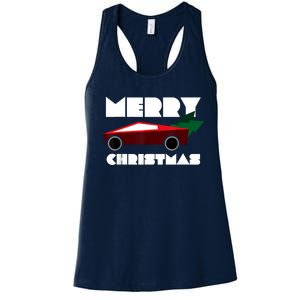 Futuristic Cyber Red Truck Pickup Christmas Tree Women's Racerback Tank