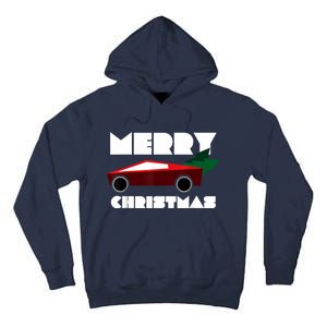 Futuristic Cyber Red Truck Pickup Christmas Tree Tall Hoodie