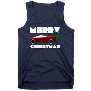 Futuristic Cyber Red Truck Pickup Christmas Tree Tank Top