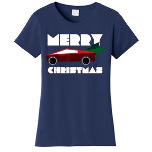 Futuristic Cyber Red Truck Pickup Christmas Tree Women's T-Shirt