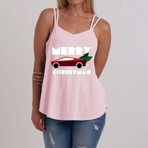 Futuristic Cyber Red Truck Pickup Christmas Tree Women's Strappy Tank