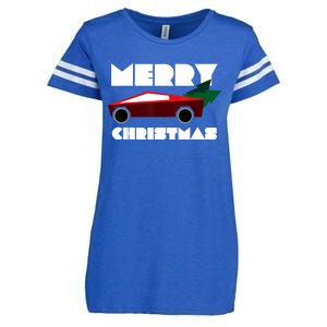 Futuristic Cyber Red Truck Pickup Christmas Tree Enza Ladies Jersey Football T-Shirt