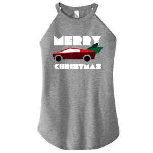 Futuristic Cyber Red Truck Pickup Christmas Tree Women's Perfect Tri Rocker Tank