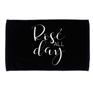 Funny Cute Rose All Day Wine Lover Gift Microfiber Hand Towel