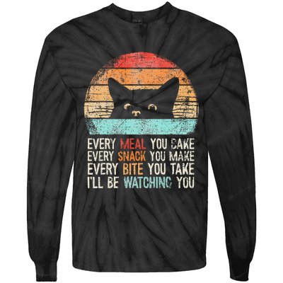 Funny Cat Retro Cat Owner Cat Humor Cat Lover Cat Tie-Dye Long Sleeve Shirt