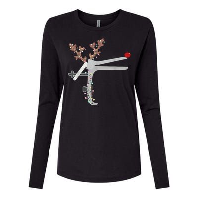 Funny Christmas Reindeer Speculum Nurse L&D Nursing Xmas Womens Cotton Relaxed Long Sleeve T-Shirt