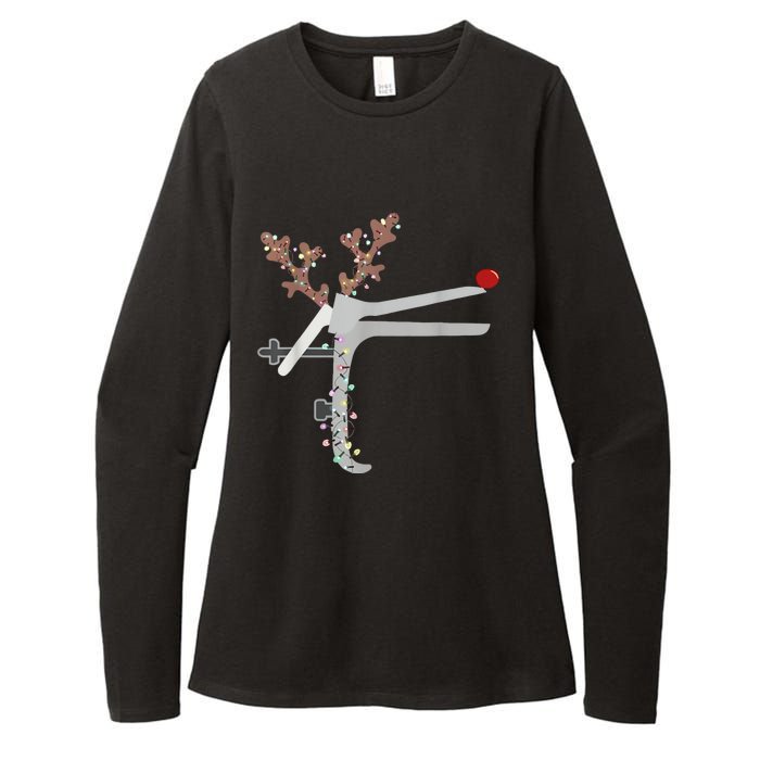 Funny Christmas Reindeer Speculum Nurse L&D Nursing Xmas Womens CVC Long Sleeve Shirt