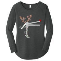 Funny Christmas Reindeer Speculum Nurse L&D Nursing Xmas Women's Perfect Tri Tunic Long Sleeve Shirt