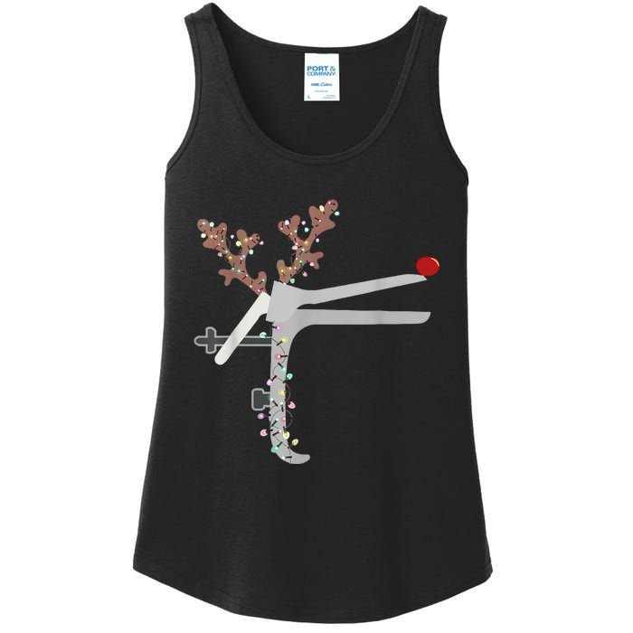 Funny Christmas Reindeer Speculum Nurse L&D Nursing Xmas Ladies Essential Tank