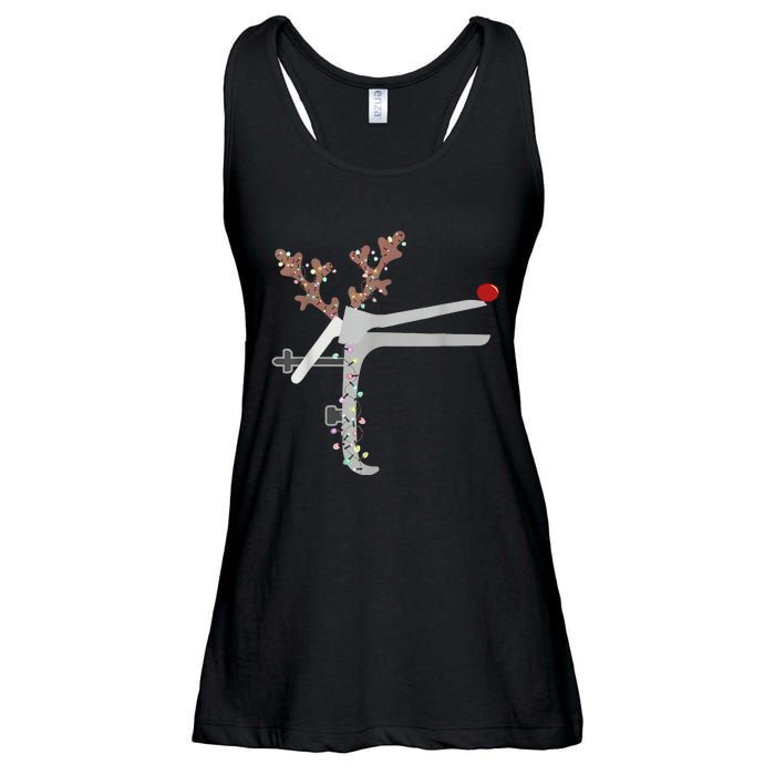 Funny Christmas Reindeer Speculum Nurse L&D Nursing Xmas Ladies Essential Flowy Tank