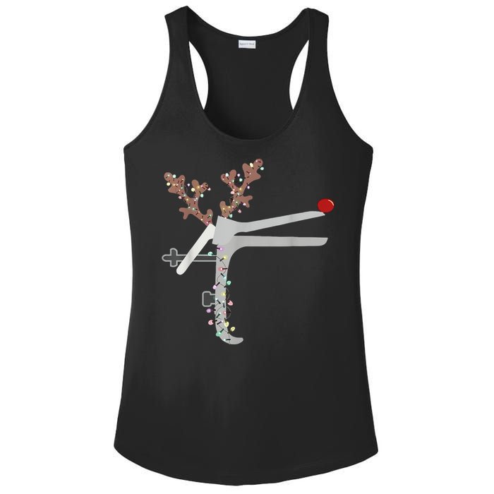 Funny Christmas Reindeer Speculum Nurse L&D Nursing Xmas Ladies PosiCharge Competitor Racerback Tank