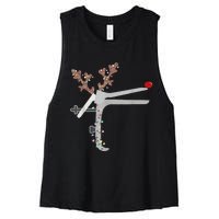 Funny Christmas Reindeer Speculum Nurse L&D Nursing Xmas Women's Racerback Cropped Tank