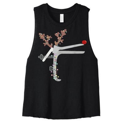 Funny Christmas Reindeer Speculum Nurse L&D Nursing Xmas Women's Racerback Cropped Tank