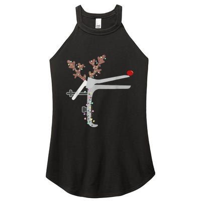 Funny Christmas Reindeer Speculum Nurse L&D Nursing Xmas Women's Perfect Tri Rocker Tank