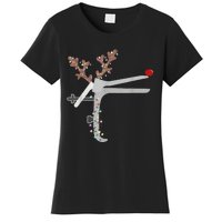 Funny Christmas Reindeer Speculum Nurse L&D Nursing Xmas Women's T-Shirt