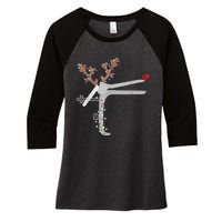 Funny Christmas Reindeer Speculum Nurse L&D Nursing Xmas Women's Tri-Blend 3/4-Sleeve Raglan Shirt