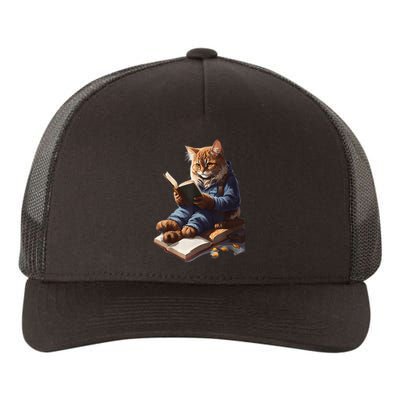 Funny Cats Reading A Book Graphic Cat Kitten Lovers Yupoong Adult 5-Panel Trucker Hat