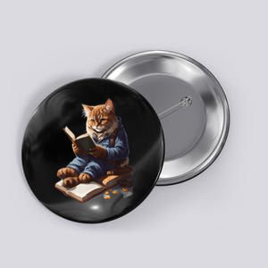 Funny Cats Reading A Book Graphic Cat Kitten Lovers Button