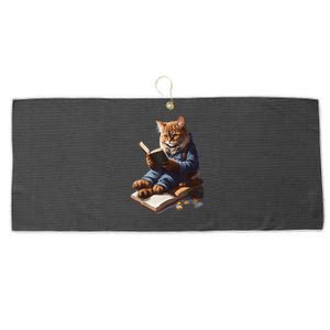 Funny Cats Reading A Book Graphic Cat Kitten Lovers Large Microfiber Waffle Golf Towel