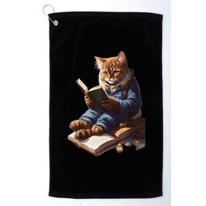 Funny Cats Reading A Book Graphic Cat Kitten Lovers Platinum Collection Golf Towel