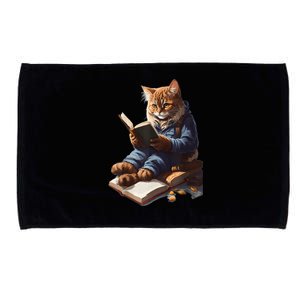 Funny Cats Reading A Book Graphic Cat Kitten Lovers Microfiber Hand Towel