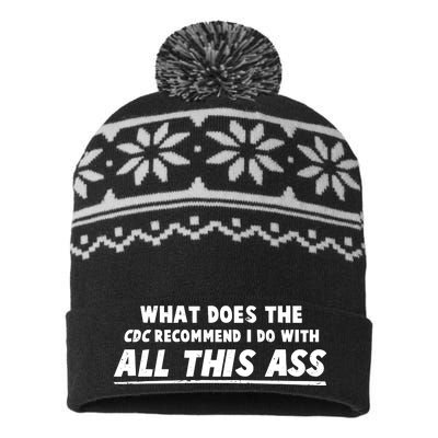 Funny CDC Recommend All This Ass USA-Made Snowflake Beanie