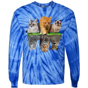 Fun Cat Reflection Gift Design Idea Cute Gift Tie-Dye Long Sleeve Shirt