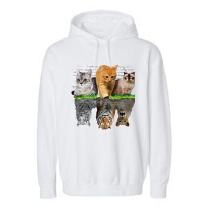 Fun Cat Reflection Gift Design Idea Cute Gift Garment-Dyed Fleece Hoodie