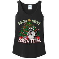 Funny Christmas Raccoon Sorta Merry Sorta Santa Feral Xmas Ladies Essential Tank