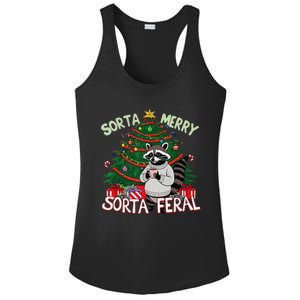 Funny Christmas Raccoon Sorta Merry Sorta Santa Feral Xmas Ladies PosiCharge Competitor Racerback Tank