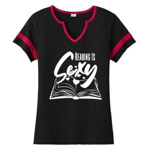 Funny Cute Reading Is Sexy Book Lover Ladies Halftime Notch Neck Tee