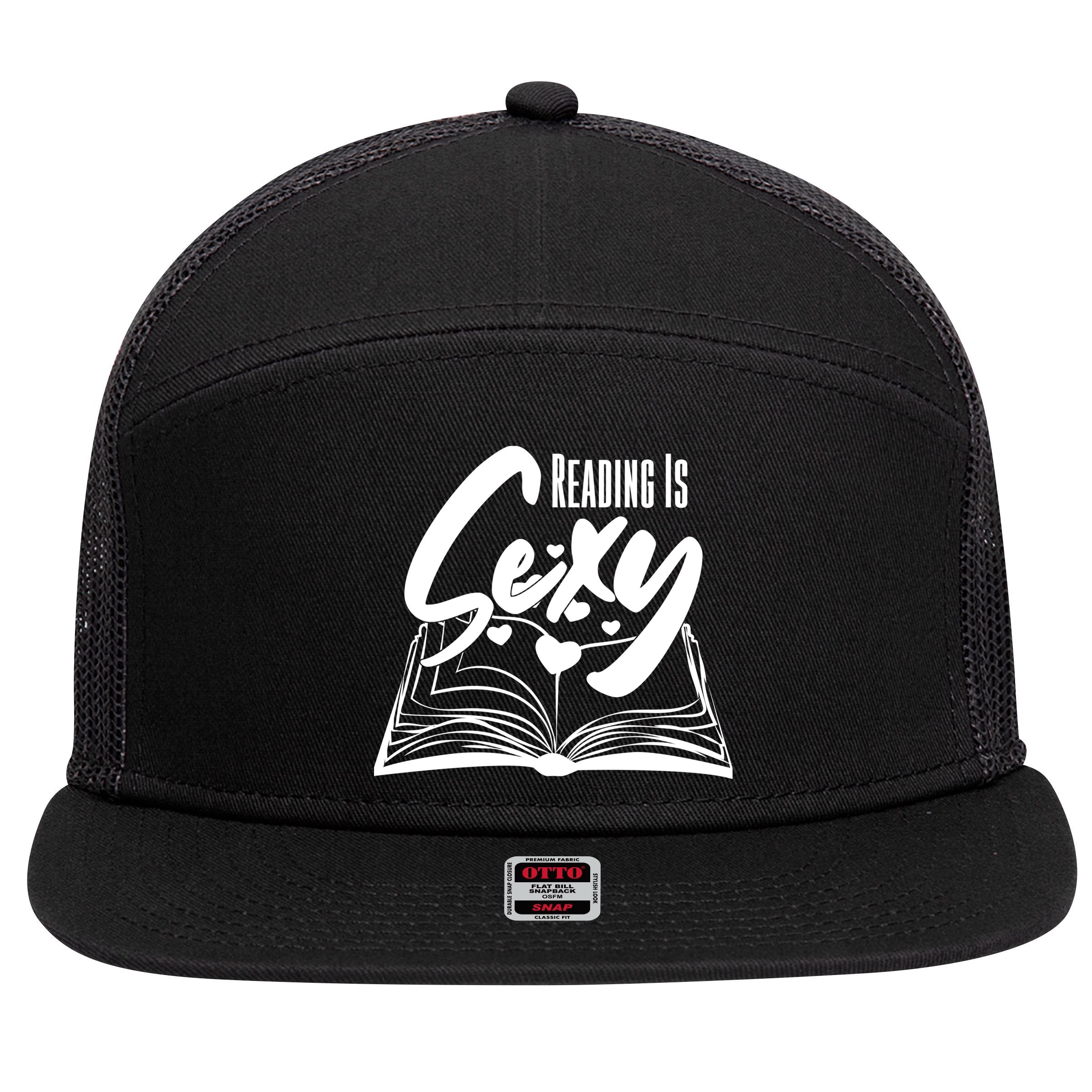 Funny Cute Reading Is Sexy Book Lover 7 Panel Mesh Trucker Snapback Hat