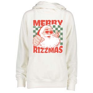 Funny Christmas Rizz Meme Merry Rizzmas For Trendy Great Gift Womens Funnel Neck Pullover Hood