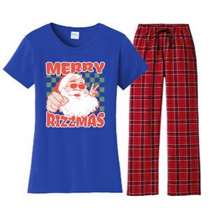 Funny Christmas Rizz Meme Merry Rizzmas For Trendy Great Gift Women's Flannel Pajama Set