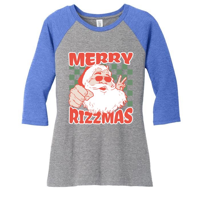 Funny Christmas Rizz Meme Merry Rizzmas For Trendy Great Gift Women's Tri-Blend 3/4-Sleeve Raglan Shirt