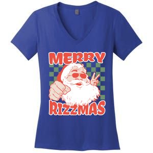 Funny Christmas Rizz Meme Merry Rizzmas For Trendy Great Gift Women's V-Neck T-Shirt