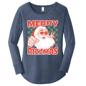 Funny Christmas Rizz Meme Merry Rizzmas For Trendy Great Gift Women's Perfect Tri Tunic Long Sleeve Shirt