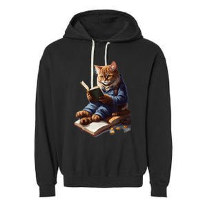 Funny Cats Reading A Book Graphic Cat Kitten Lovers Garment-Dyed Fleece Hoodie