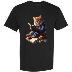 Funny Cats Reading A Book Graphic Cat Kitten Lovers Garment-Dyed Heavyweight T-Shirt