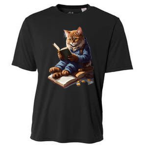 Funny Cats Reading A Book Graphic Cat Kitten Lovers Cooling Performance Crew T-Shirt